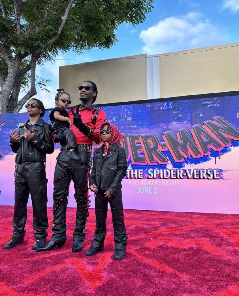 Offset Takes His Sons to 'Spider-Man: Across the Spider-Verse' Premiere, Channels Michael Jackson's Iconic Style  