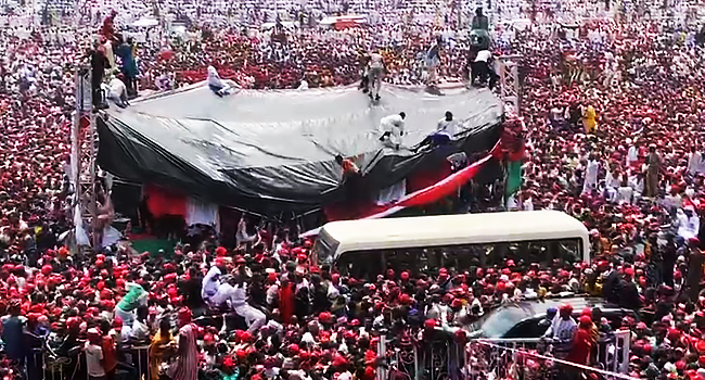 Stage Collapses at Kano State's Swearing-in Ceremony [VIDEO]  